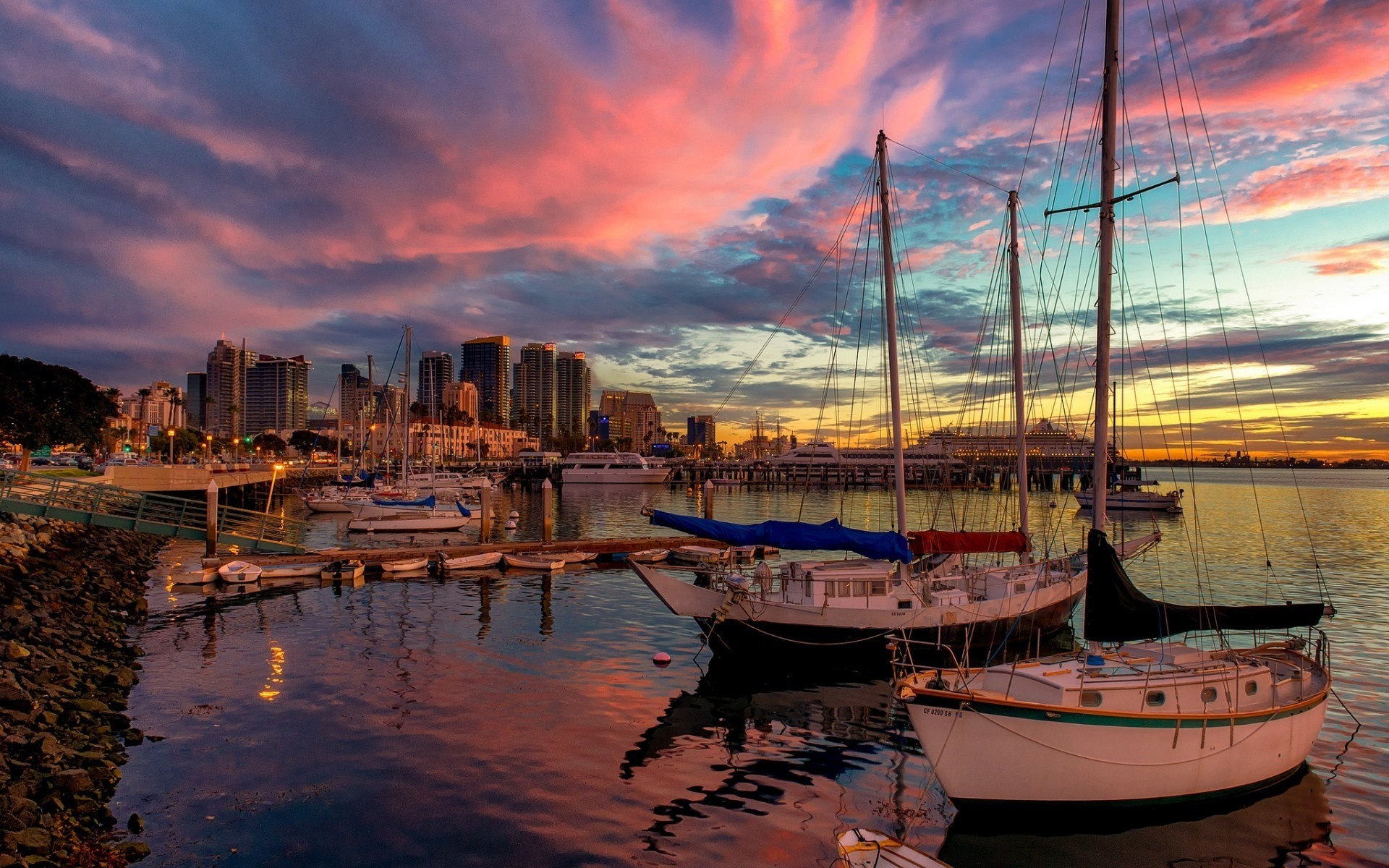 usa eau mer voyage réflexion coucher de soleil bateau port bateau ville jetée ciel océan voilier aube marina mer navire yacht rivière soirée san diego dock californie bateaux