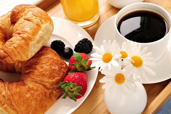 Drink chamomile croissant breakfast