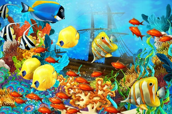 Marine inhabitants of the underwater world