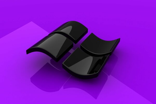 Black windows flag on purple background