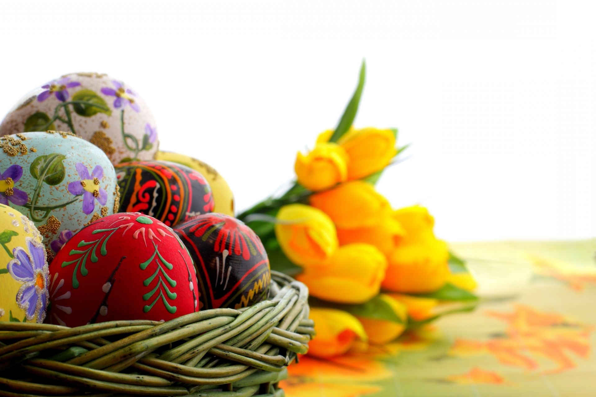easter basket food desktop color decoration egg bright