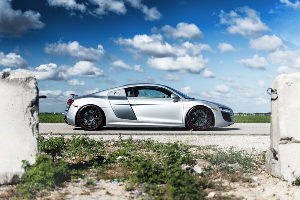 Grey car in nature