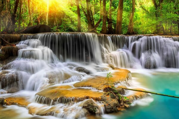 Waterfall in the morning sun