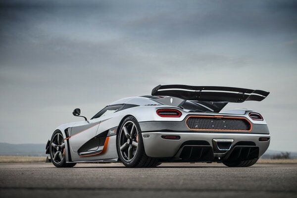 Racing car in cloudy weather