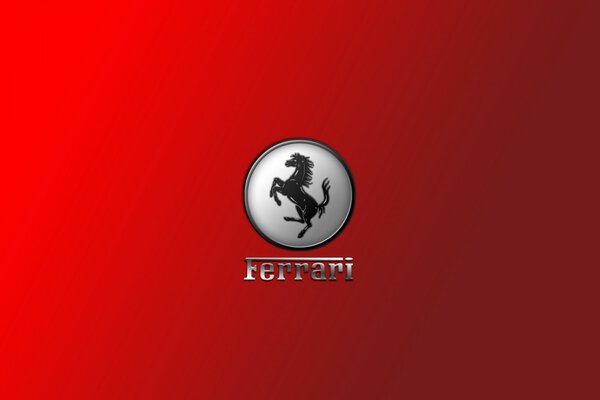 Logotipo de Ferrari sobre fondo rojo