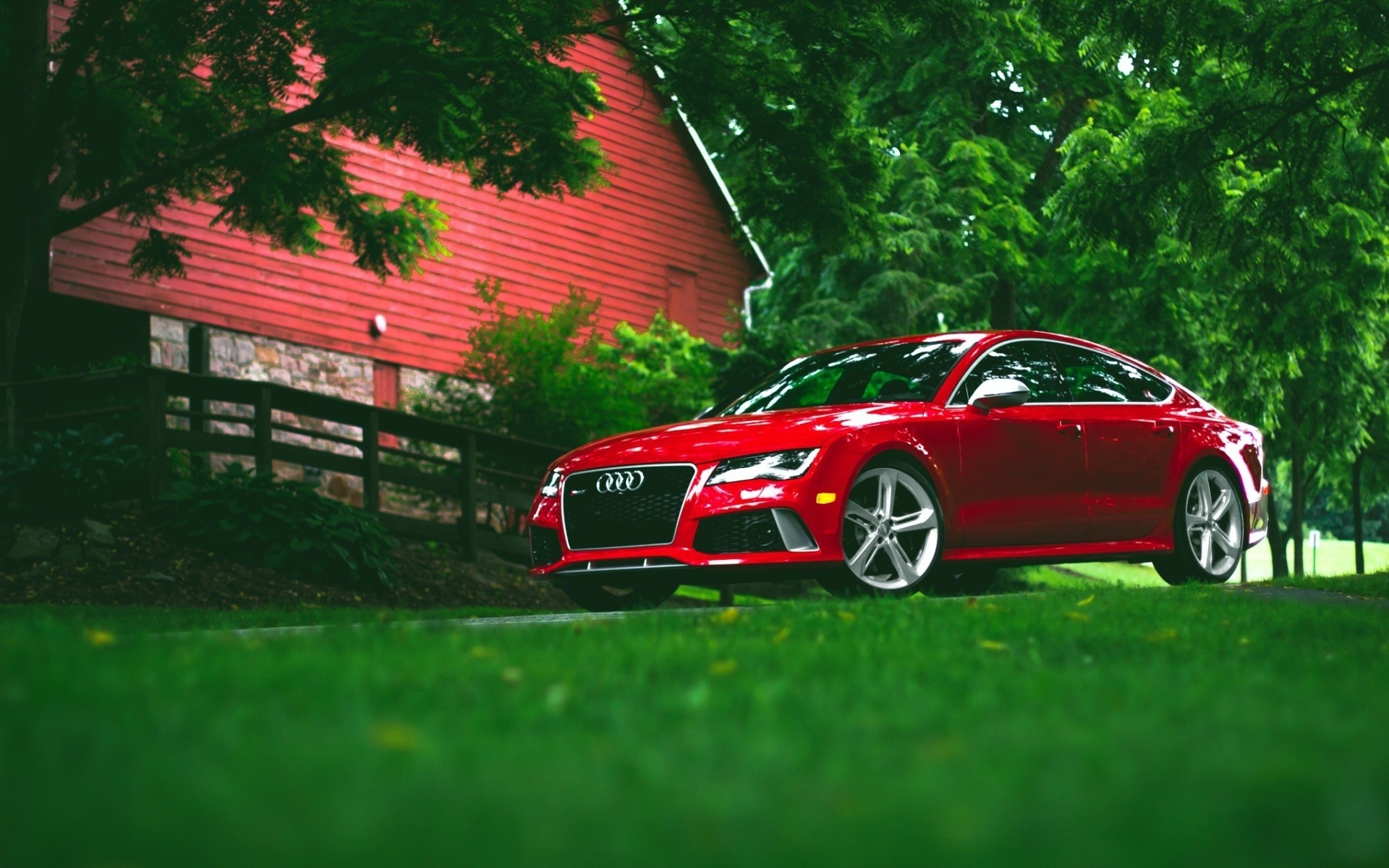 audi car vehicle wheel outdoors red rs7