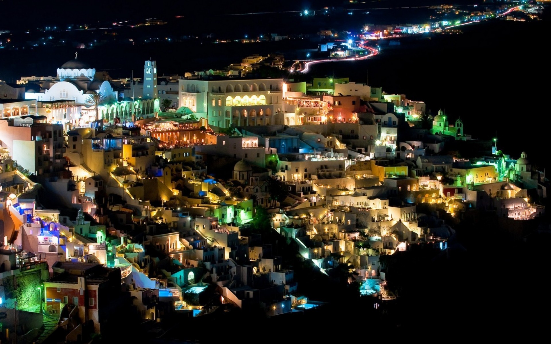 griechenland stadt reisen stadt architektur abend haus städtisch hintergrundbeleuchtung licht stadt geschäft wasser dämmerung landschaft nacht