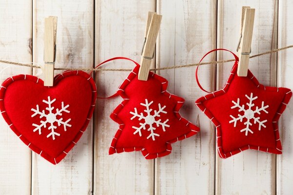 Christmas romance felt toys in the shape of a heart