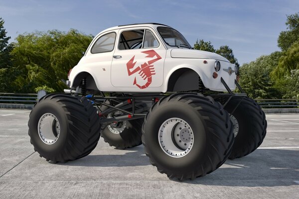 Fiat sports car with huge wheels