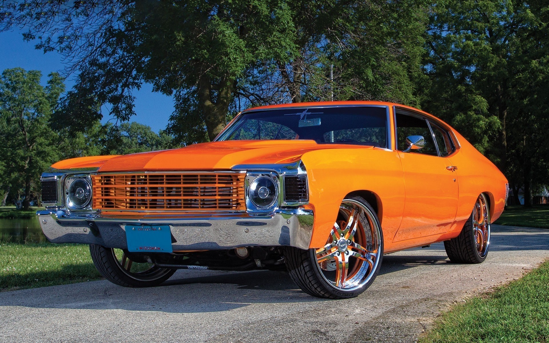 chevrolet voiture véhicule système de transport lecteur route roues rapide rallye automobile avec chevelle chevy avec chevelle orange