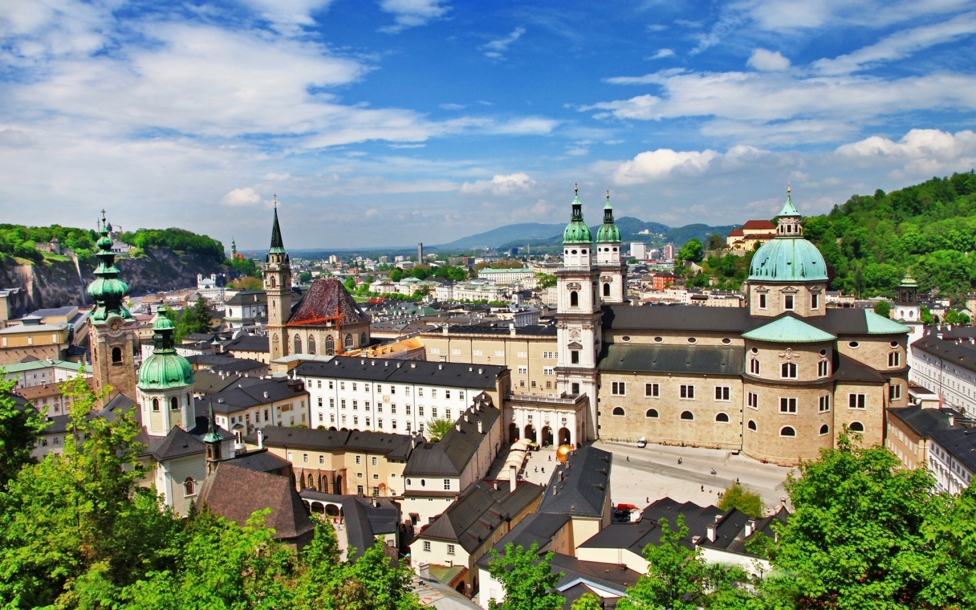 other city architecture travel city town church building old castle cityscape gothic roof house outdoors tourism sight sky hill traditional tower salzach chapels birdge landscape cathedral