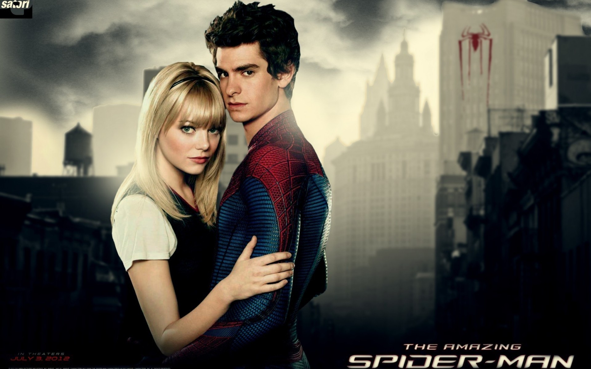 movies woman man adult togetherness indoors spiderman peter gwen