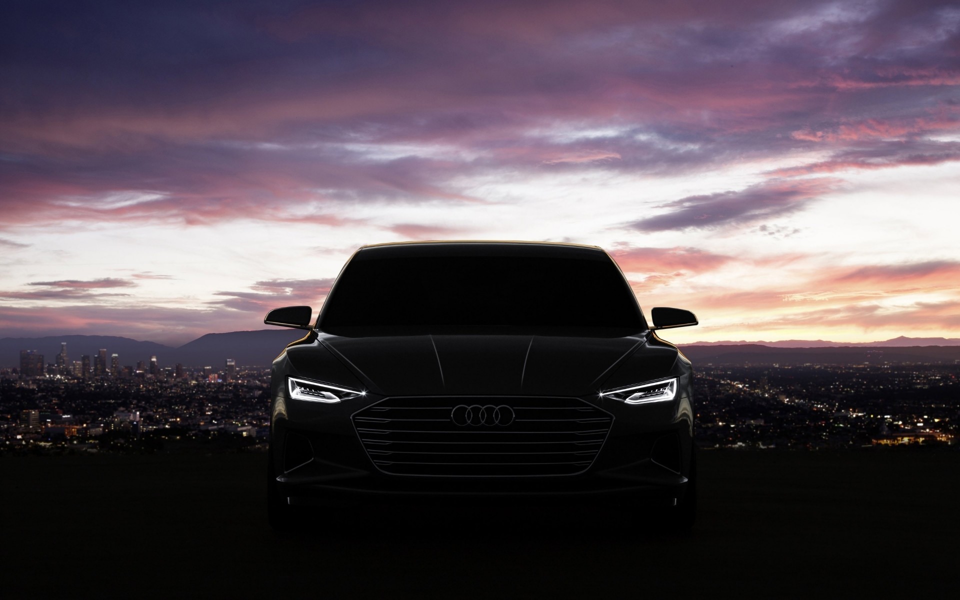 audi coche coche puesta de sol acera prisa sistema de transporte negro mediodía paisaje asfalto carretera concepto audi