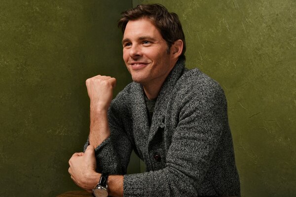 Smiling James Marsden in a beautiful jacket