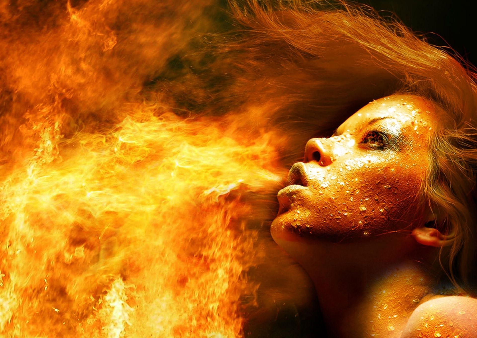fire flame hot ocean smoke portrait magic art surreal astronomy