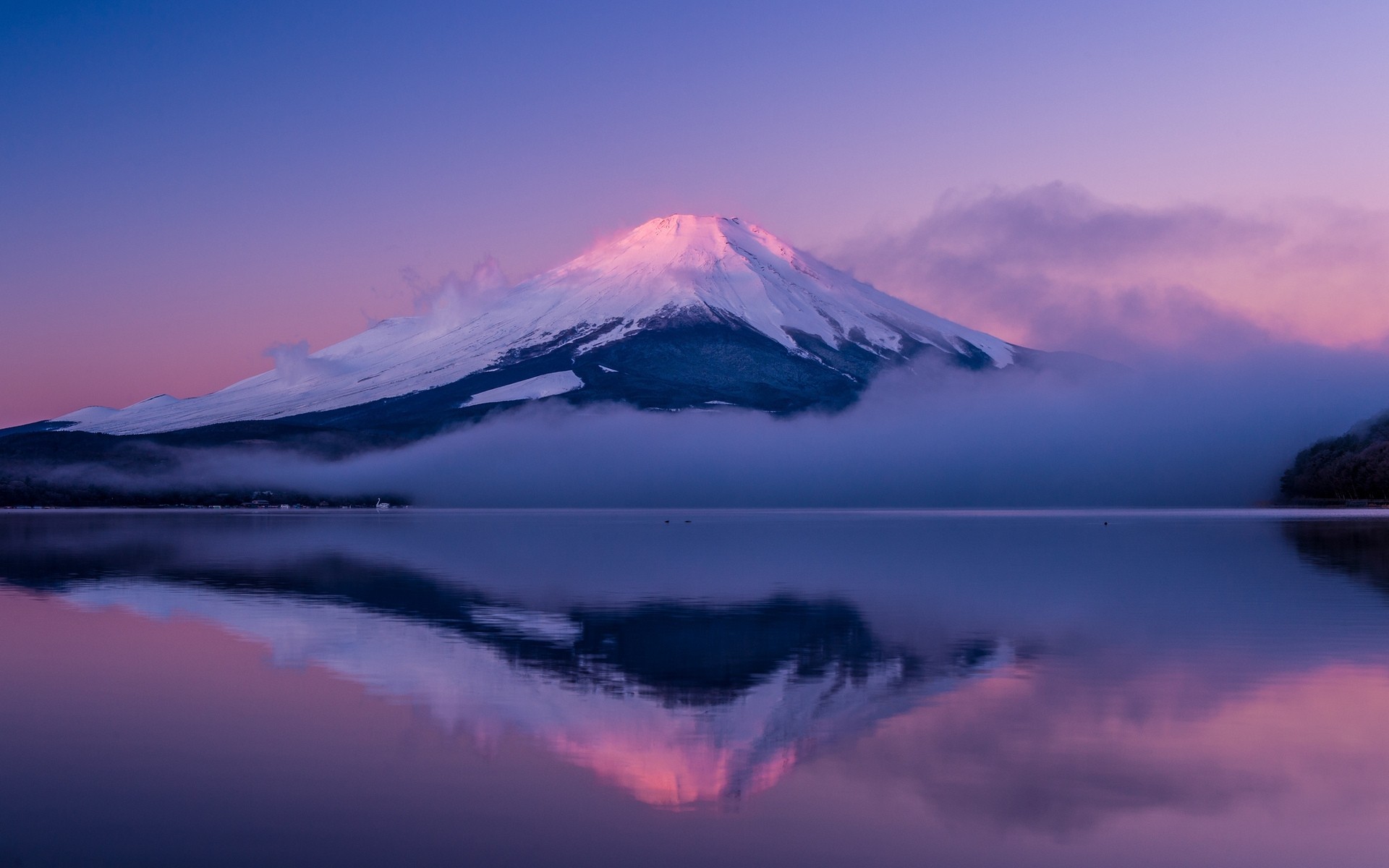 japan sunset mountain landscape sky dawn volcano travel evening snow dusk water outdoors nature fog cloud honshu island mount lake