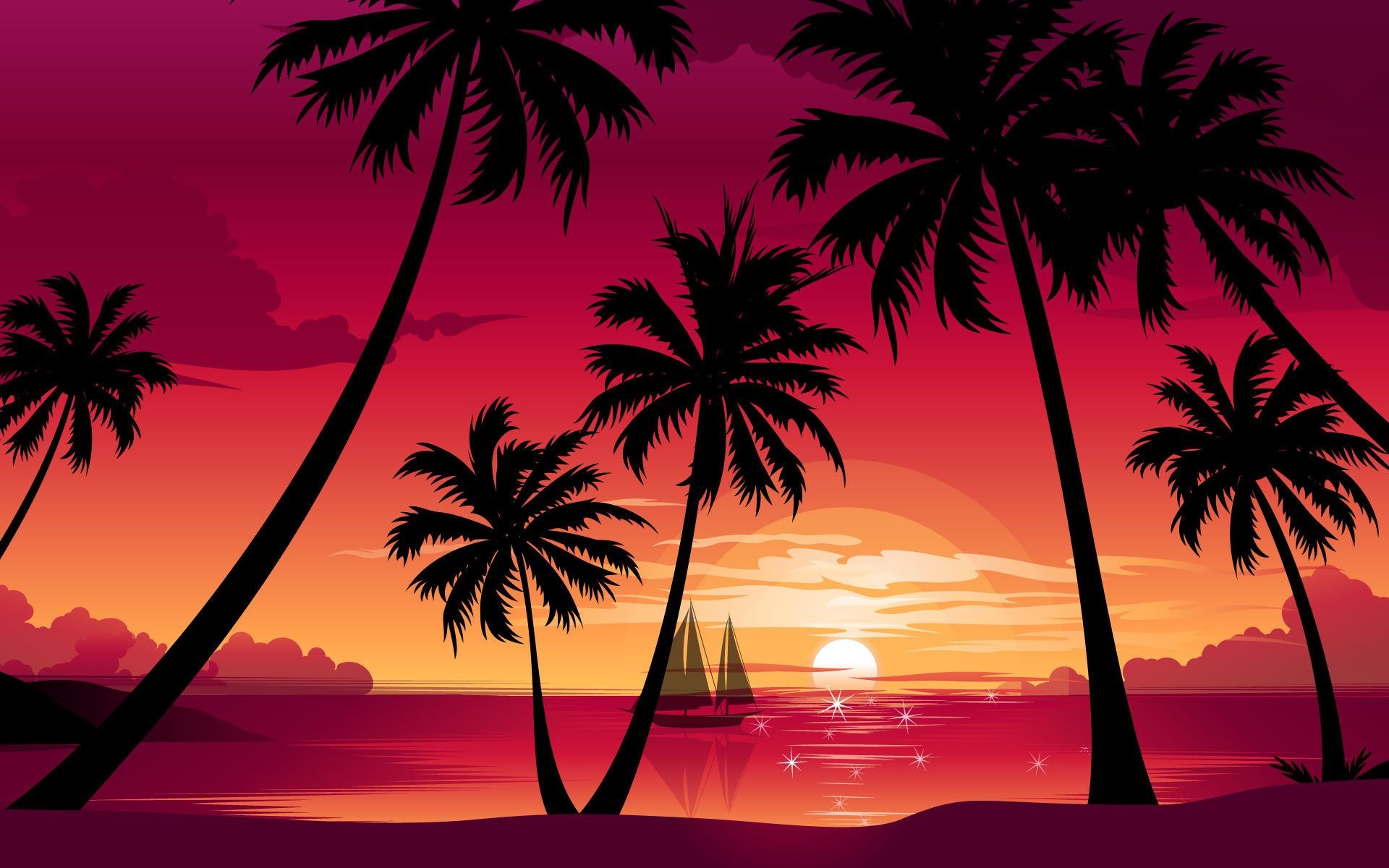 ships palm coconut tropical beach exotic sun paradise island seashore ocean seascape sand summer resort vacation idyllic tree sunset silhouette shore
