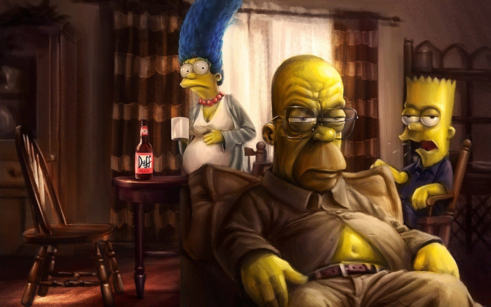 fernsehserien erwachsener allein drinnen mann tragen möbel ort zimmer simpsons homer marge bart