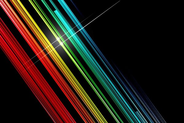 Multicolored lines on a black background