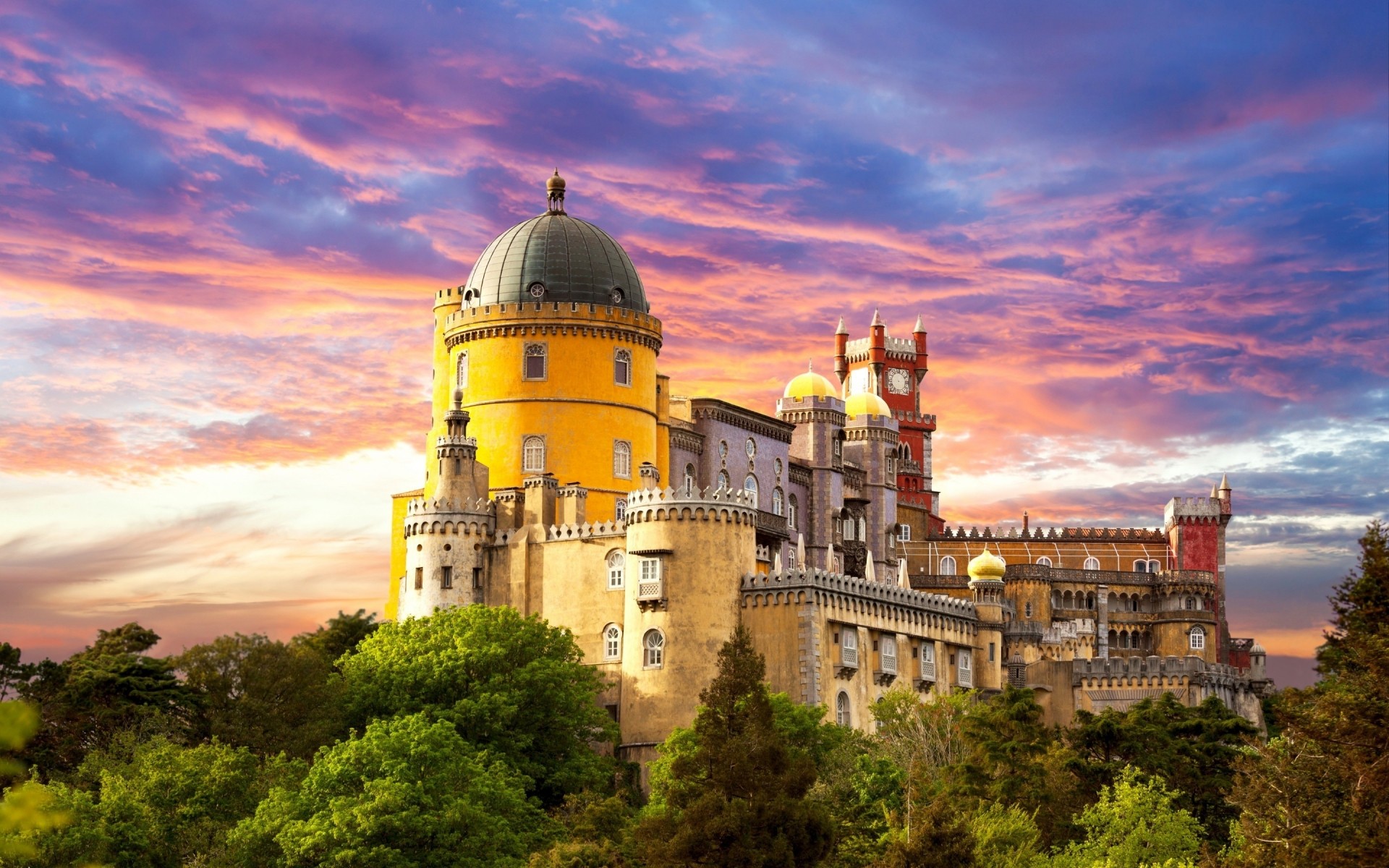 other city architecture travel building castle city sky old tower landmark outdoors church tourism dome ancient pena national palace palace portugal