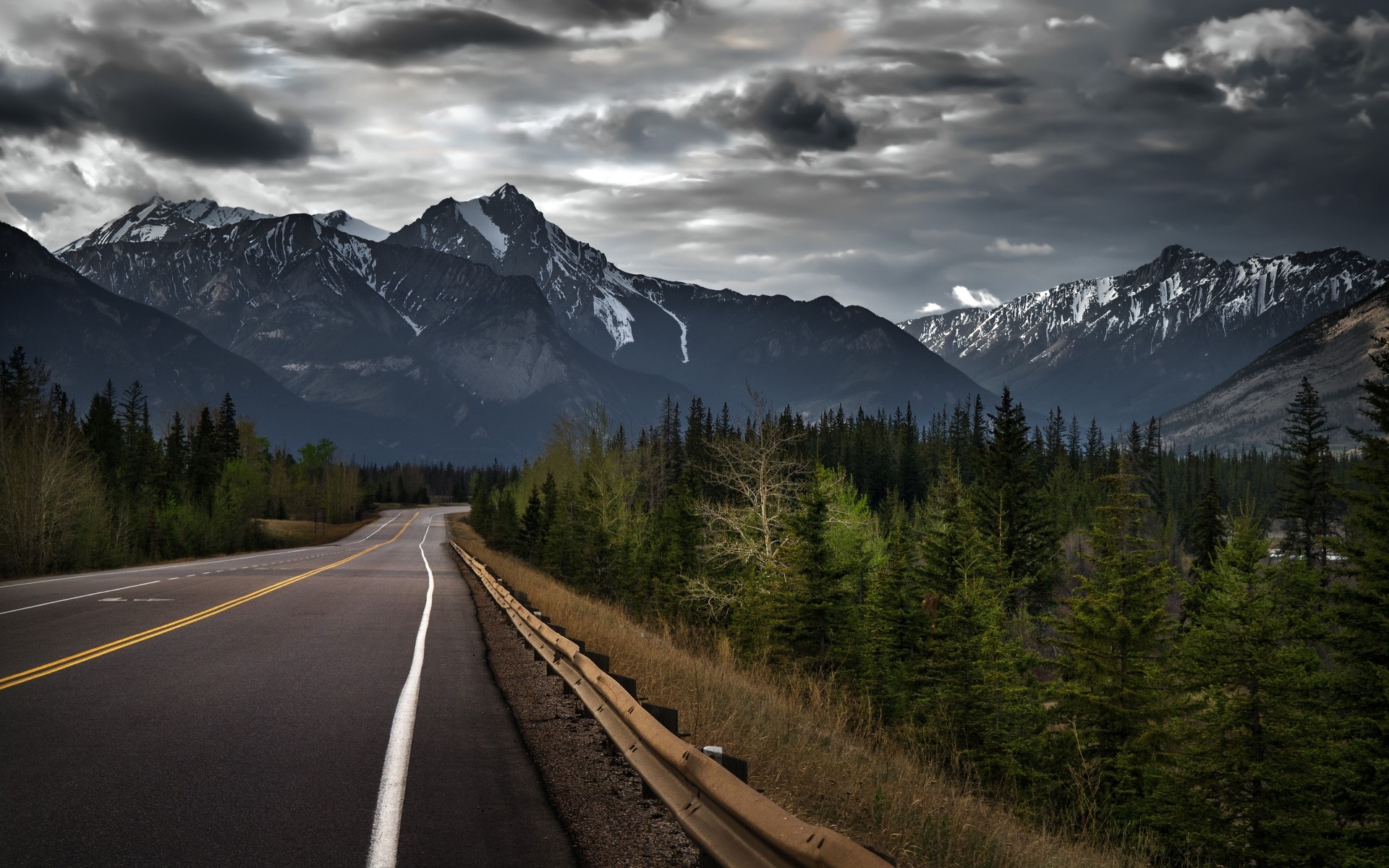 landscapes snow mountain travel wood landscape road outdoors nature scenic conifer mountains sky clouds