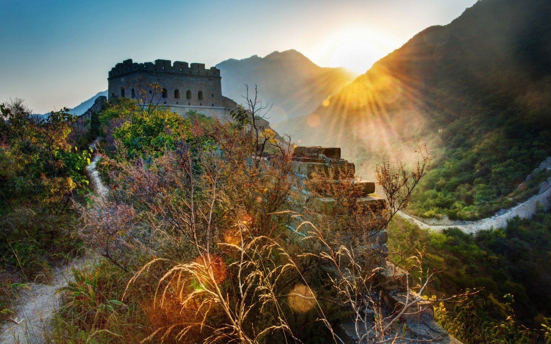 china landschaft sonnenuntergang reisen berge dämmerung abend himmel im freien baum rock natur landschaftlich dämmerung herbst chinesische mauer