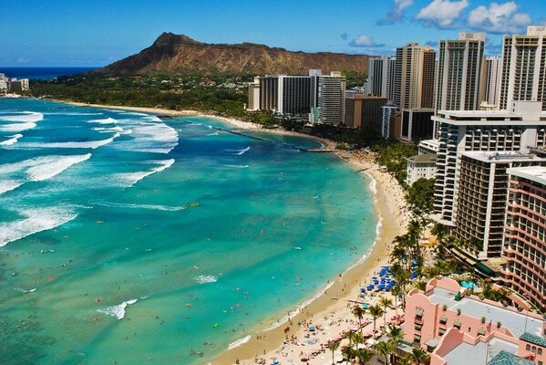 Waikiki Мұхит жағажай толқындар beach Hawaii