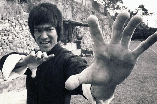 Martial arts actor, black and White photo