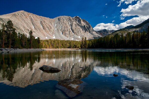 Montagnes pittoresques au bord du lac