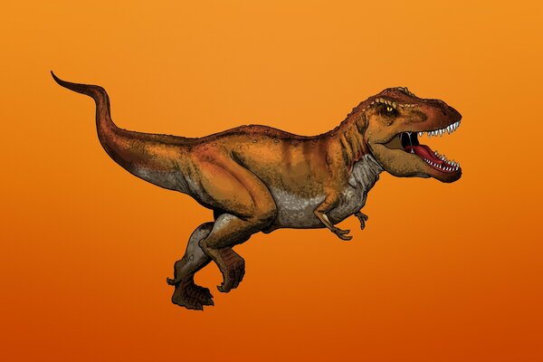 Bild eines Dinosauriers auf orangefarbenem Hintergrund