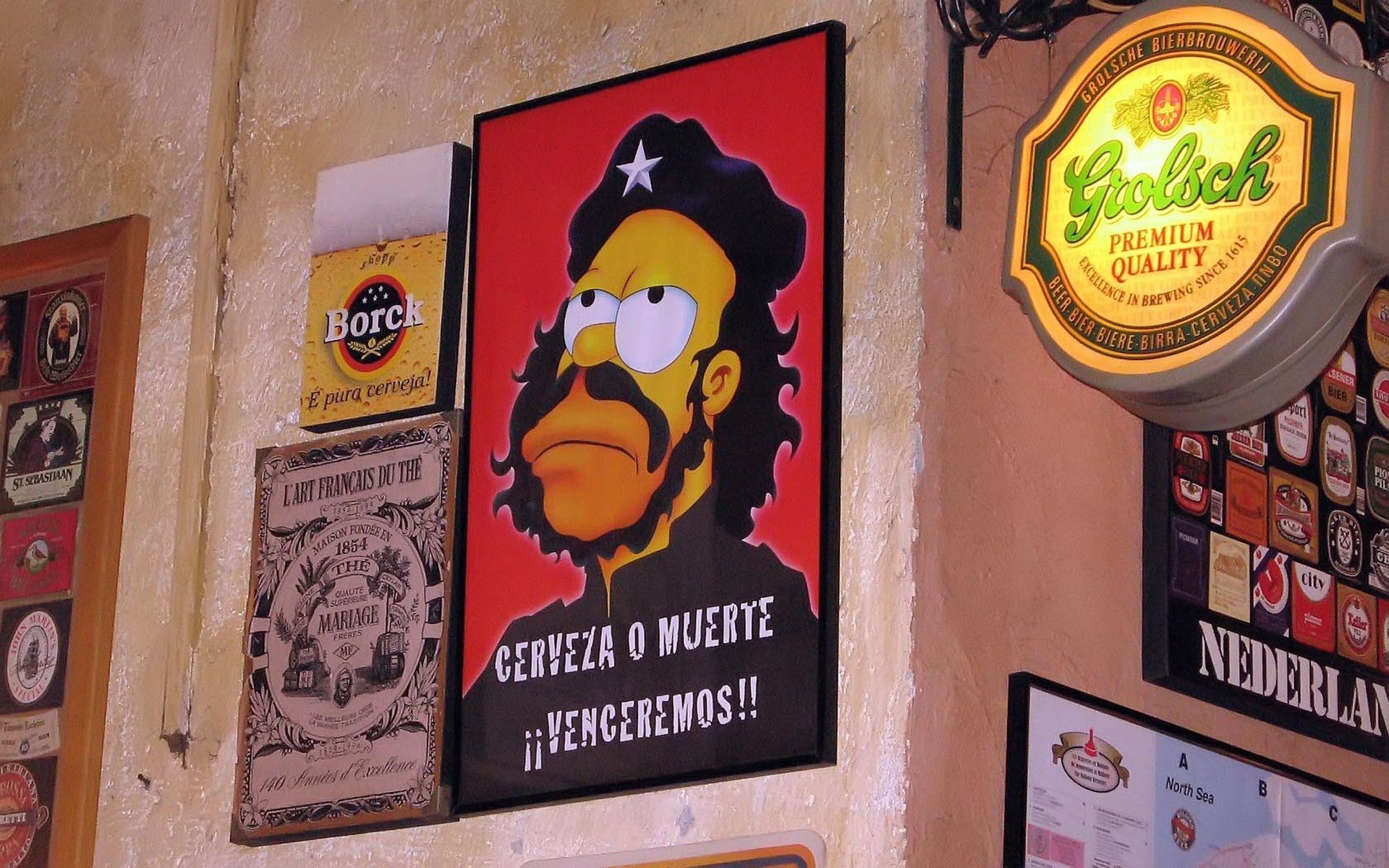 série de televisão texto retro viagens sinal velho vintage os simpsons guevara cerveja mostrar comédia comédia