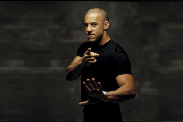 Vin Diesel on a black background