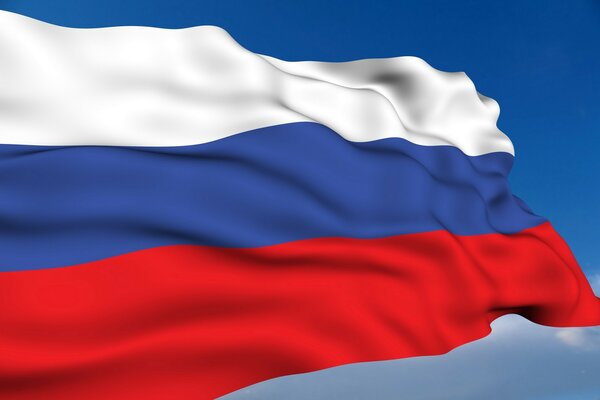 The flag of Russia is flying in the wind