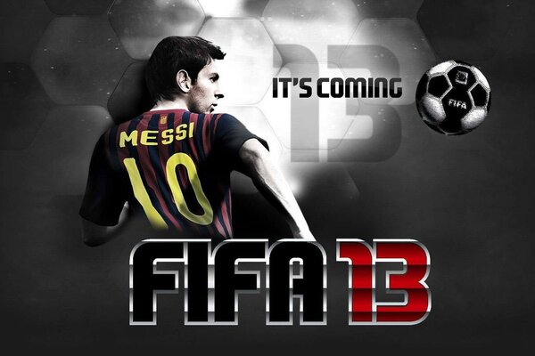 Leonel Messi con el balón en el fondo de la FIFA trece
