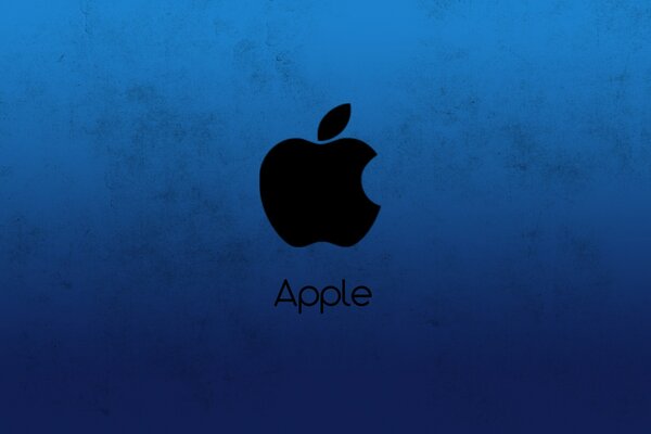 Apple logo on a deep blue background