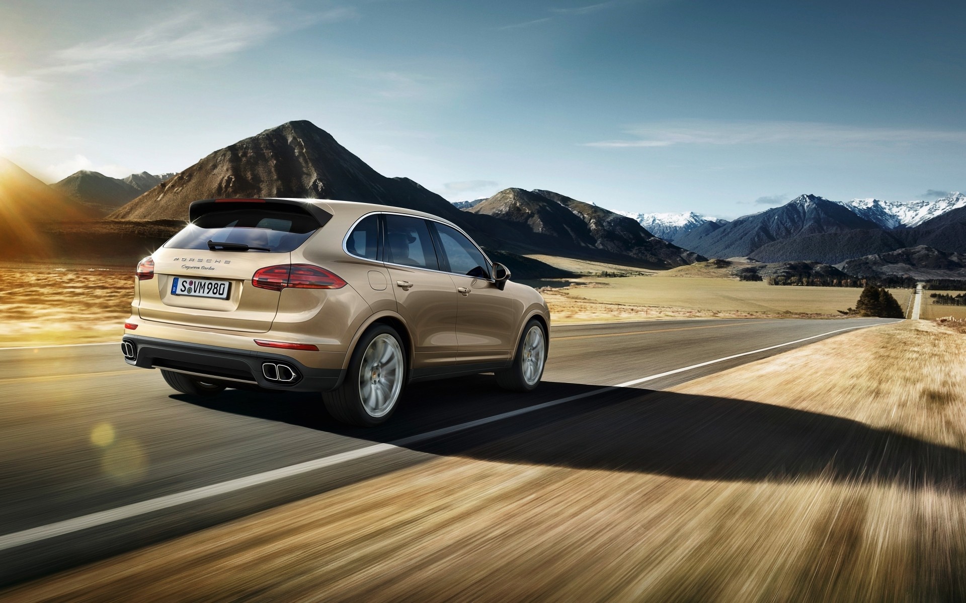 porsche auto reisen landschaft berge straße auto himmel transportsystem beeilen sie sich wasser sonnenuntergang