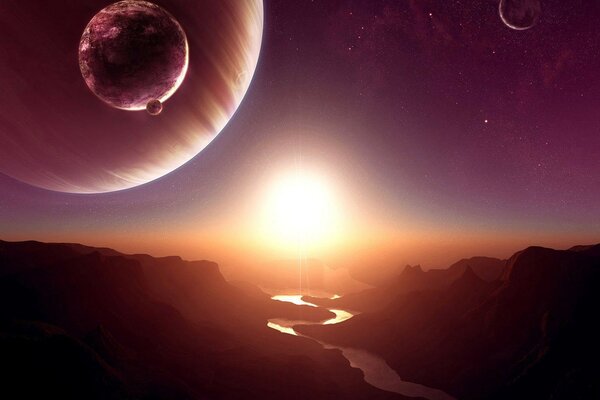 Uzay Kanyonu Yıldız nehri Güneş Gezegen Uydusu
