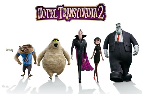 The main characters of the cartoon Hotel Transylvania 2