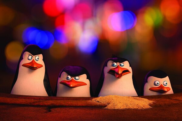 Pinguine Madagaskar Bokeh-Charaktere