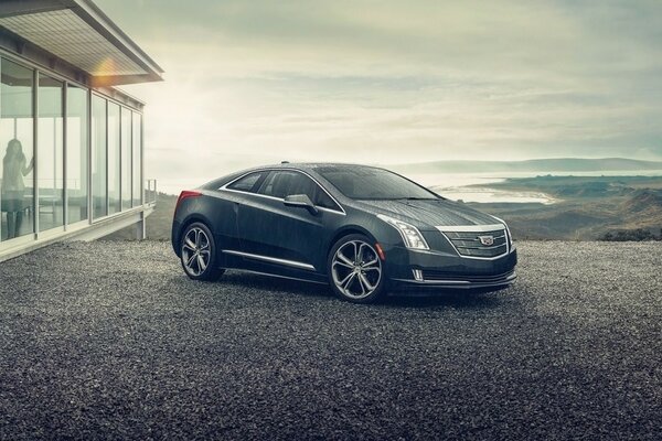 Black sports car with panoramic glazing