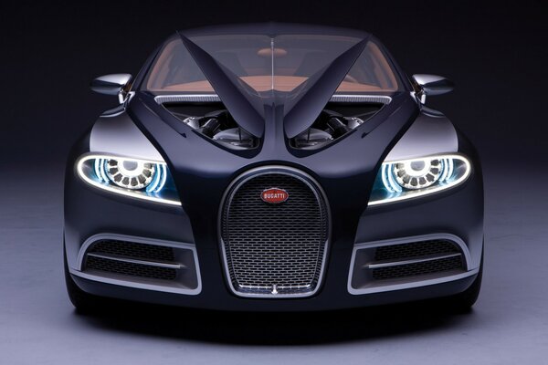 Serious front view of the new Bugatti