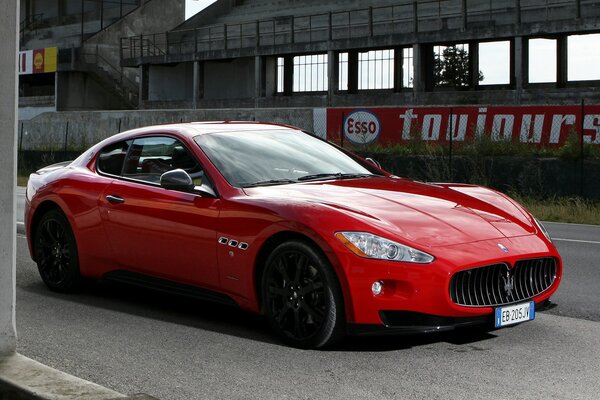 Maserati red in the parking lot