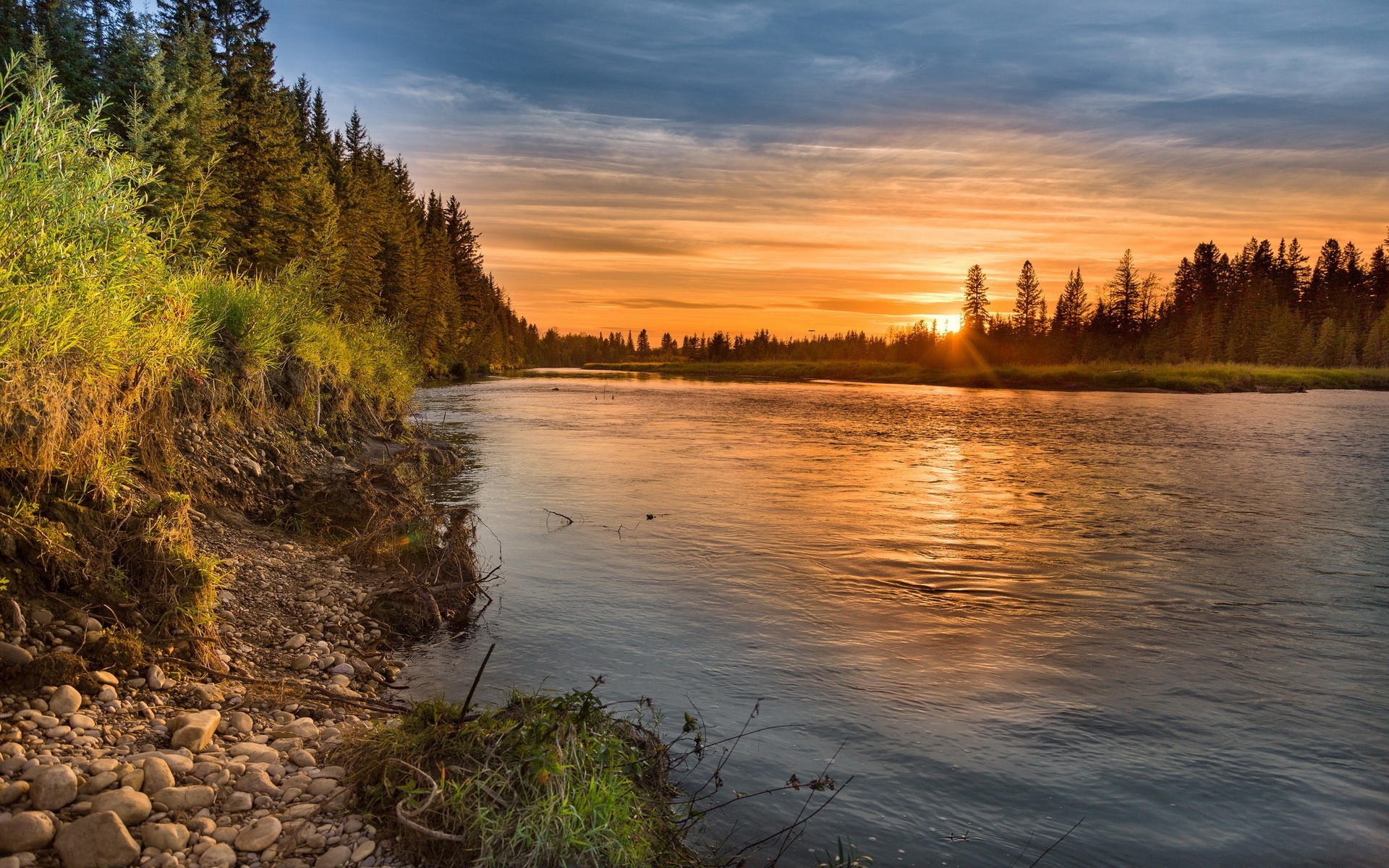 paysage eau paysage lac nature rivière arbre automne ciel à l extérieur coucher de soleil aube bois réflexion voyage scénique soir