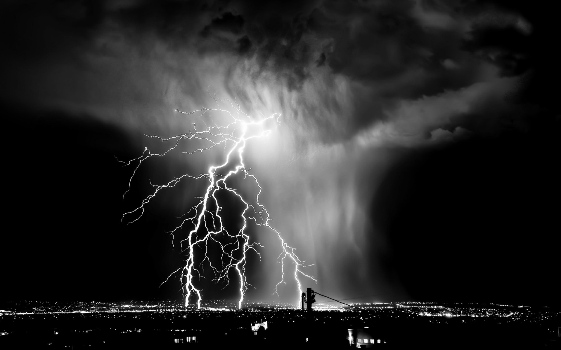 paisaje rayo tormenta oscuro trueno tormenta lluvia flash thunderbolt luz peligro resumen cielo tiempo monocromo escritorio naturaleza dramático golpe paisaje monocromo ciudad