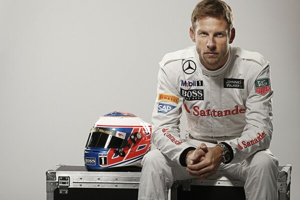 Formula 1 driver with helmet