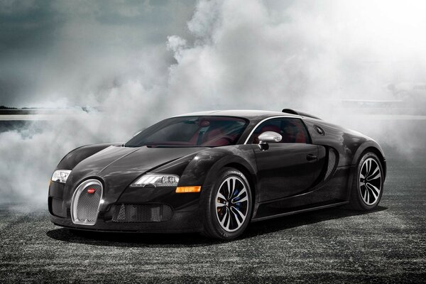 BUGATTI car after a bright drift