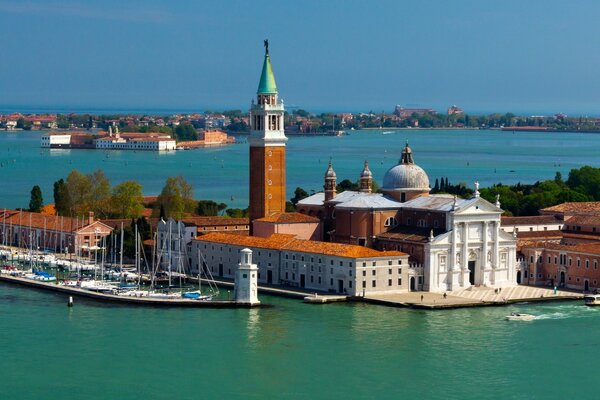 A beautiful town surrounded by water