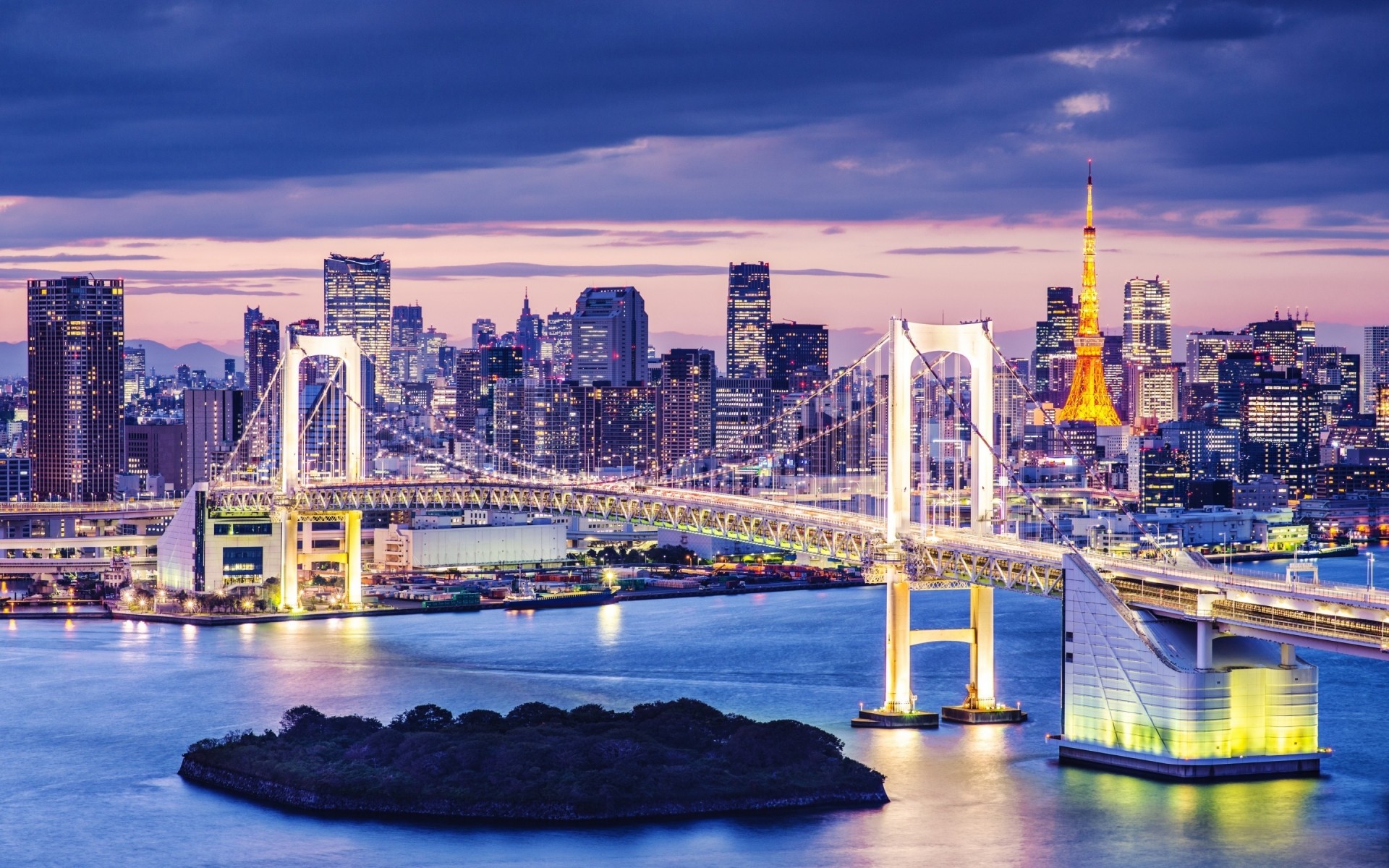 japão cidade cidade arquitetura viagens água skyline casa urbano rio ponto de interesse crepúsculo céu ponte negócios noite arranha-céu moderno iluminado pôr do sol torre tóquio noite luz