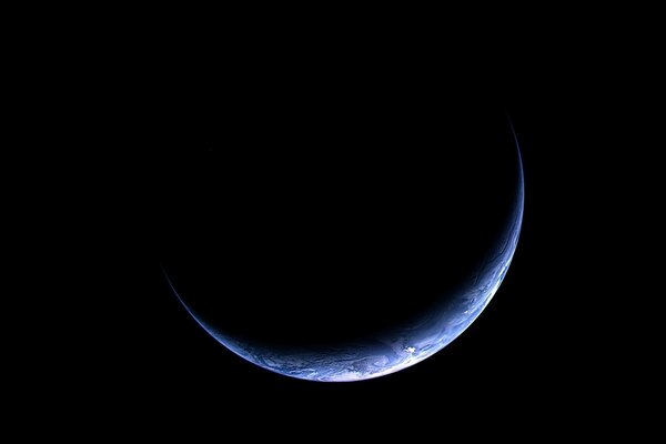 Crescent moon view from space