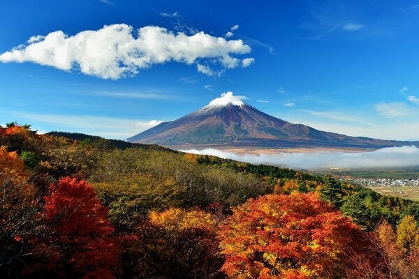 Sleeping volcano is beautiful in autumn